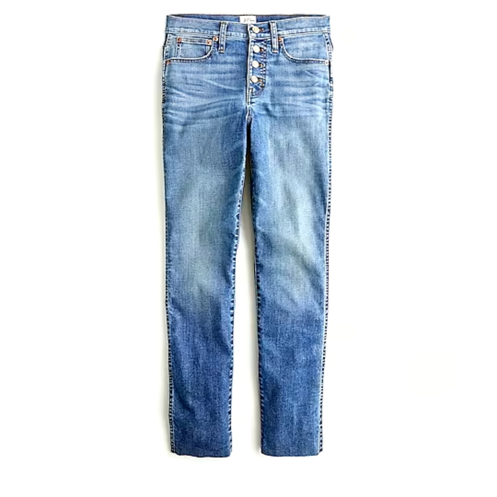 J Crew 9" high rise straight jean in Cape Blue wash